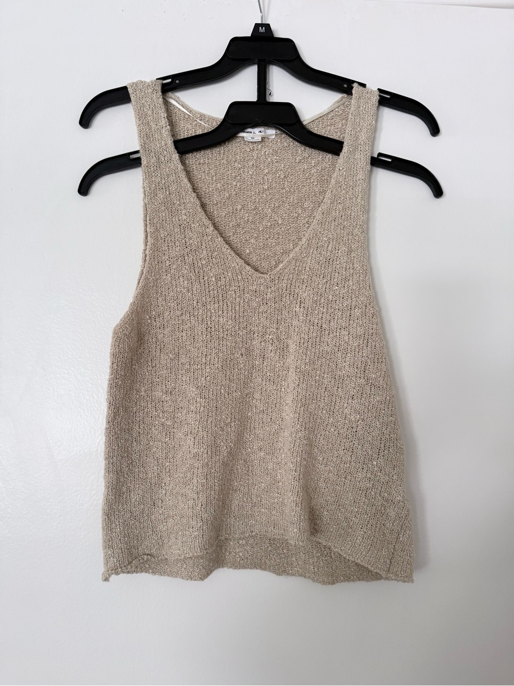 O'Neill Beige Solid Knit Cotton V-Neck Sleeveless Lightweight Sweater Tank M